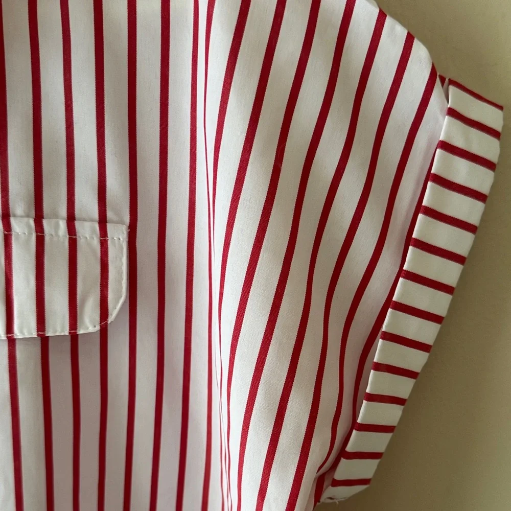 Red and White Striped Button-Up Shirt - Picture 4 of 6